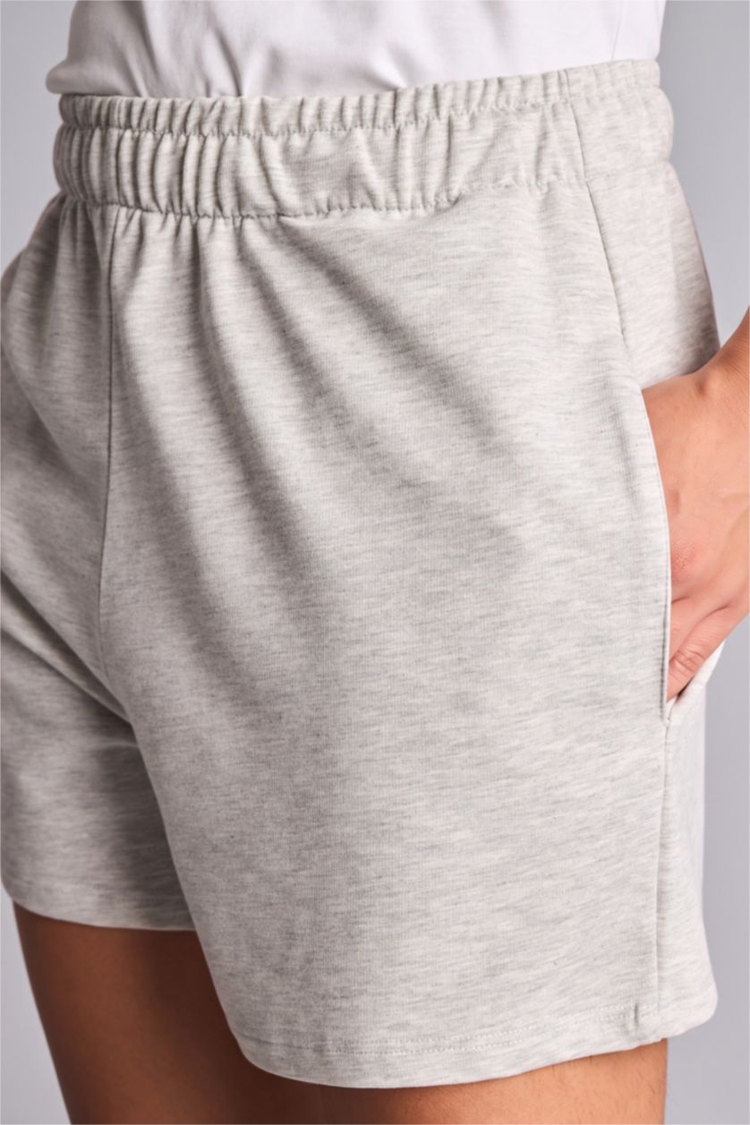 Women Grey Melange Standard Fit Thin Sweatshirt Fabric