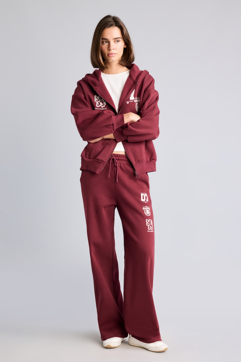 Kadın Bordo Harry Potter Wide Leg Bağcıklı Eşofman Altı