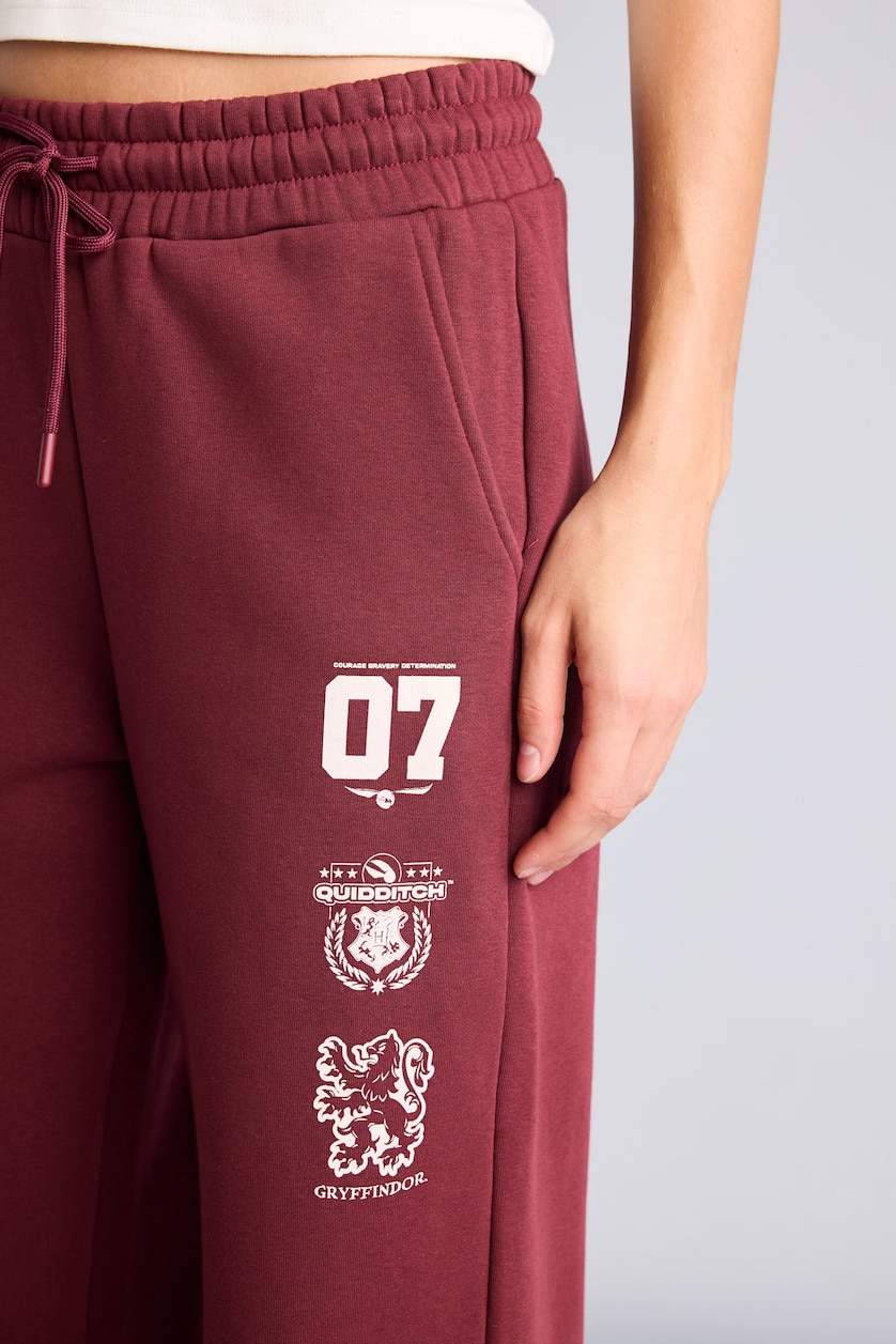 Kadın Bordo Harry Potter Wide Leg Bağcıklı Eşofman Altı