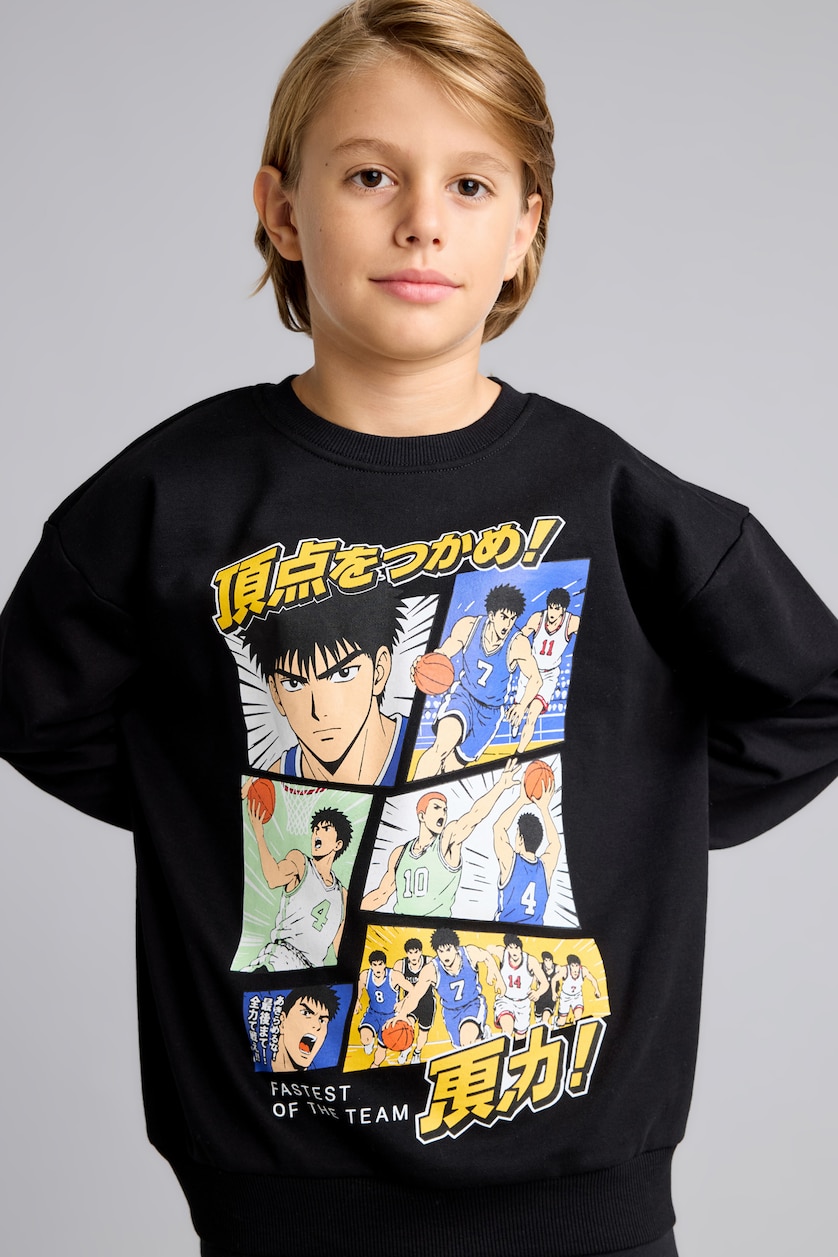 Boys & Teens Black سويت شيرت ولادي وبطانة ناعمة