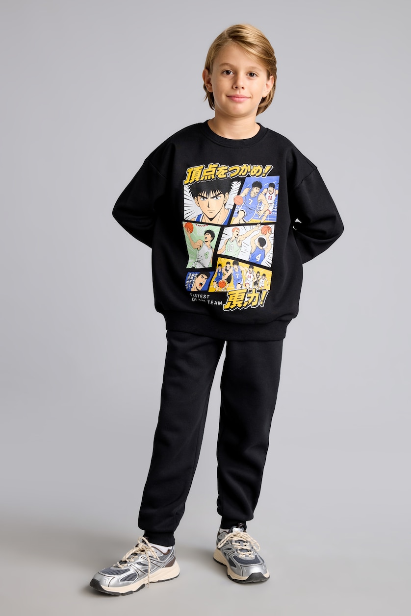 Boys & Teens Black سويت شيرت ولادي وبطانة ناعمة