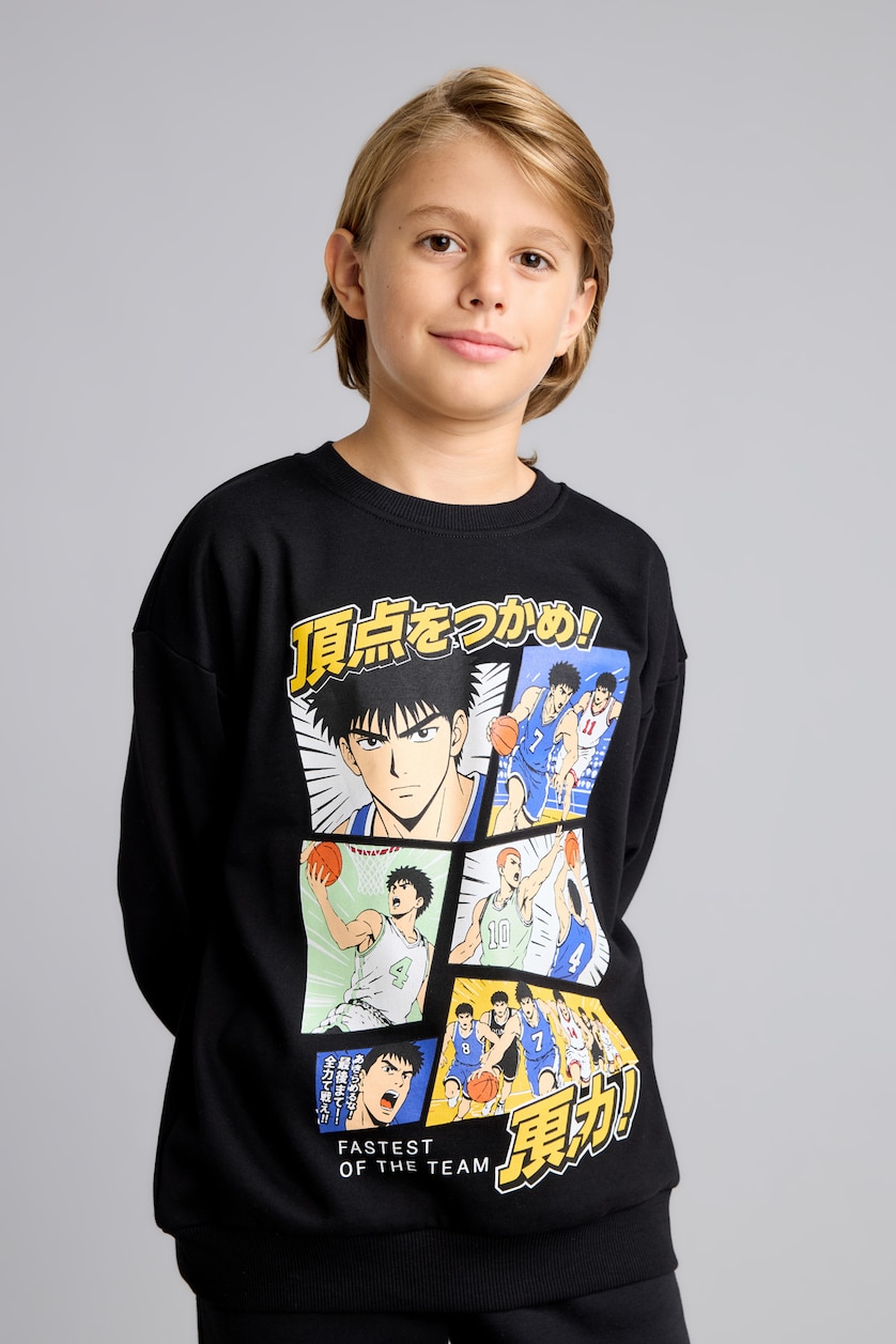 Boys & Teens Black سويت شيرت ولادي وبطانة ناعمة
