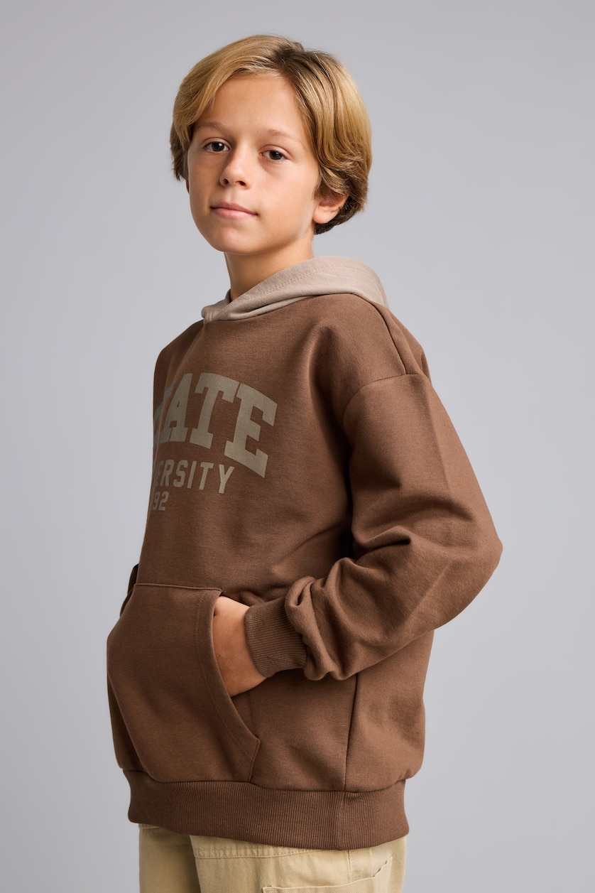 Young Boys - Teen Boys Light Brown Hooded Sweatshirt