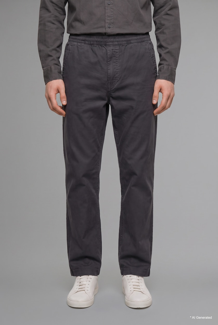 Men Anthracite Regular Fit Ultra-Soft Straight Leg Classic Trousers