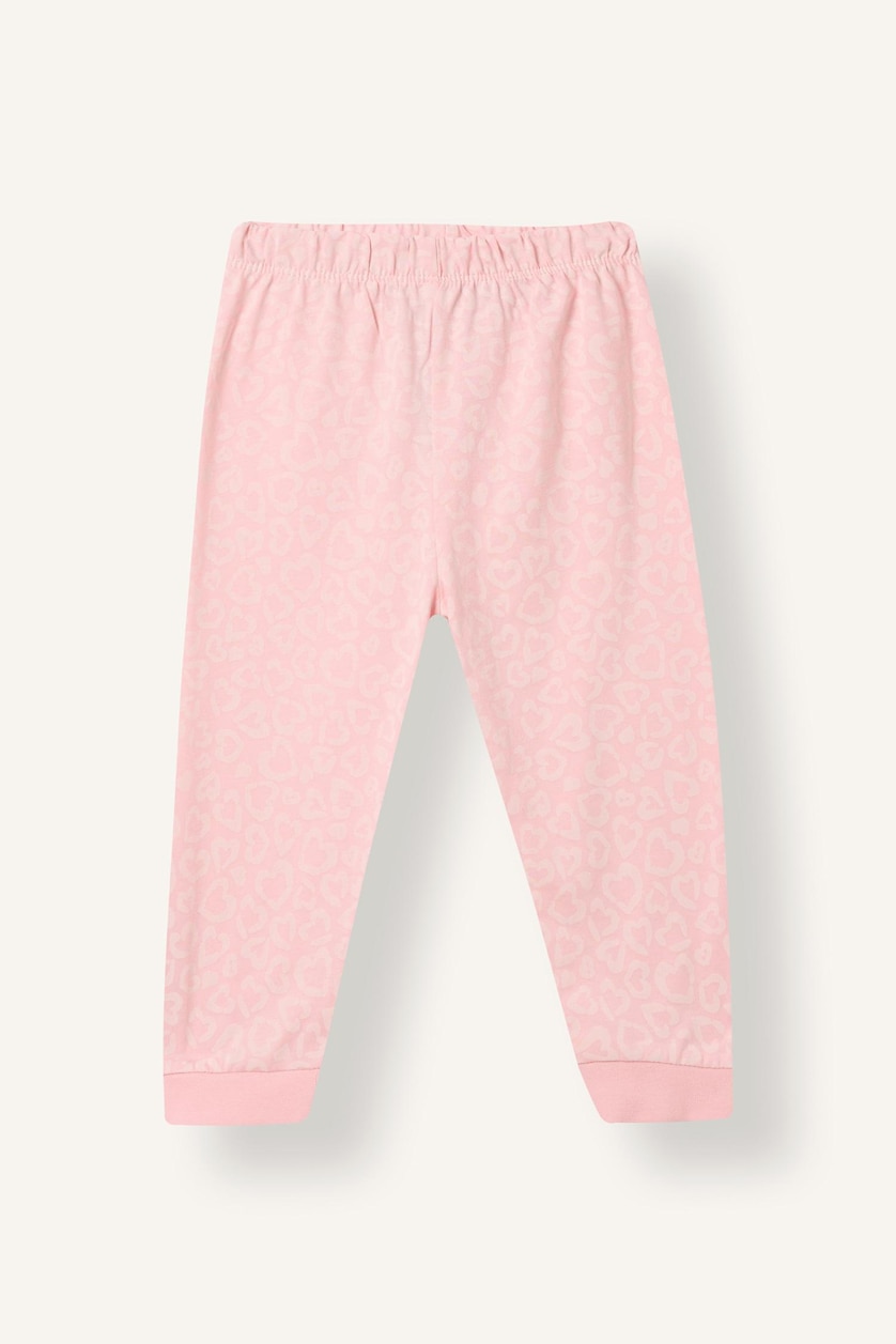 Kız Bebek Ekru %100 Pamuk Baskılı 2'li Pijama Takımı Kız Bebek