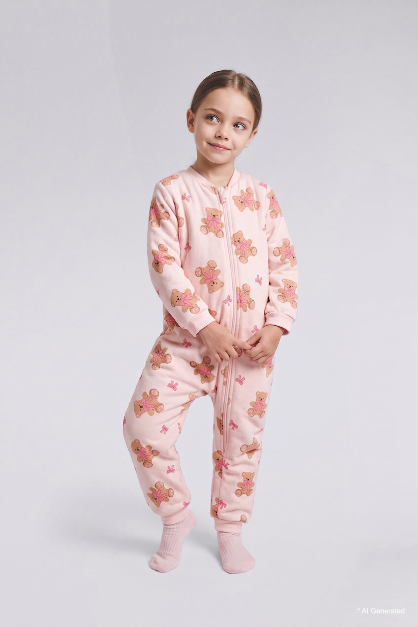 Baby Girls Light Pink Animal Print Jumpsuit