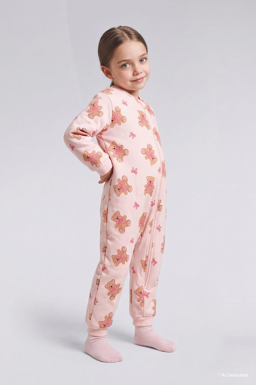 Baby Girls Light Pink Animal Print Jumpsuit