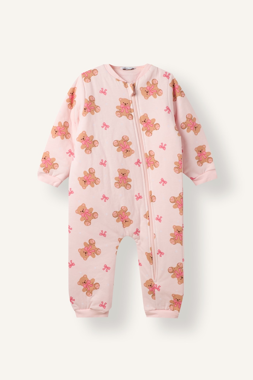 Baby Girls Light Pink Animal Print Jumpsuit