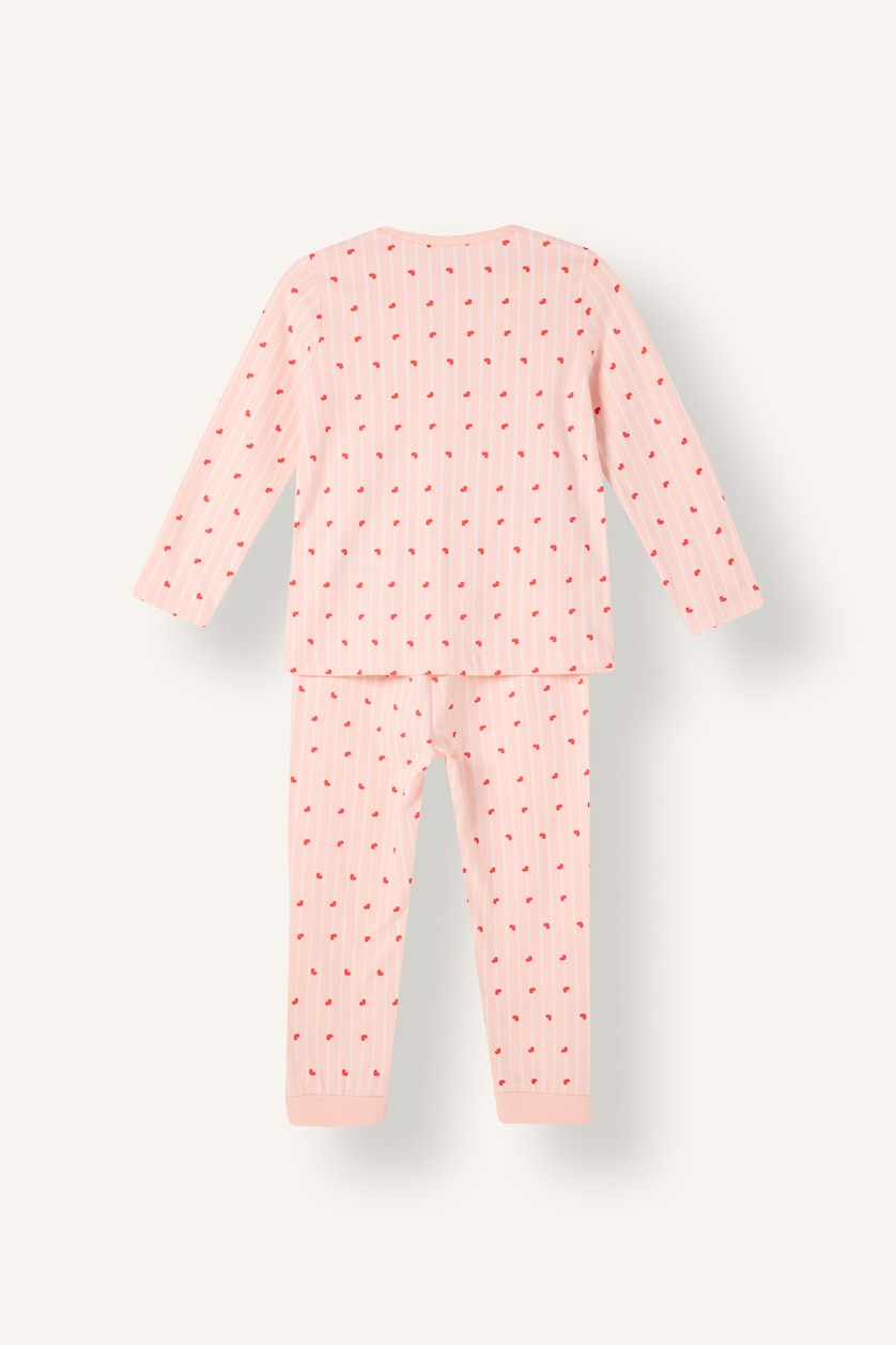Kız Bebek Açık Pembe Kalp Desenli 4'lü Pijama Takımı Kız Bebek
