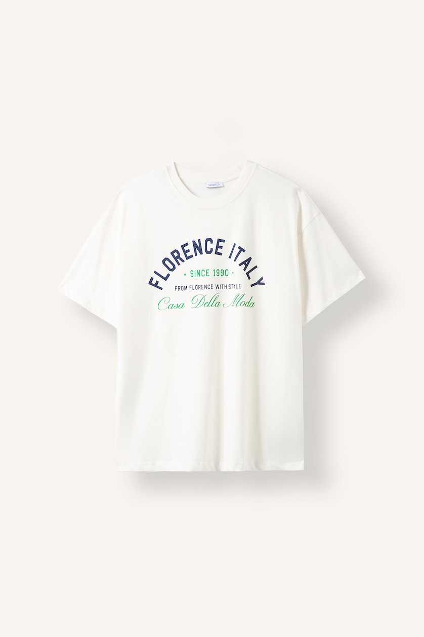 Women Ecru Oversize Fit Short Sleeve T-Shirt