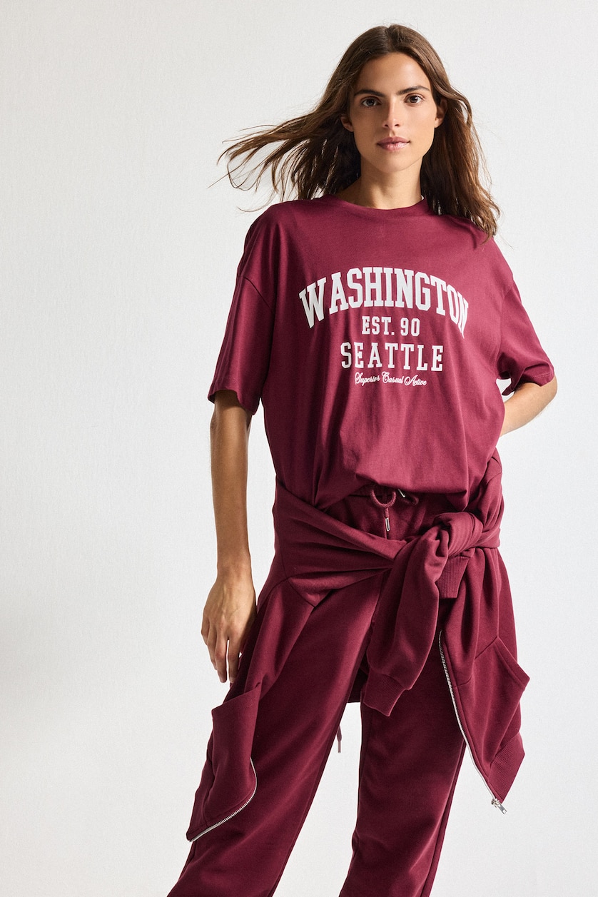 Әйелдерге Бордо Oversize футболка