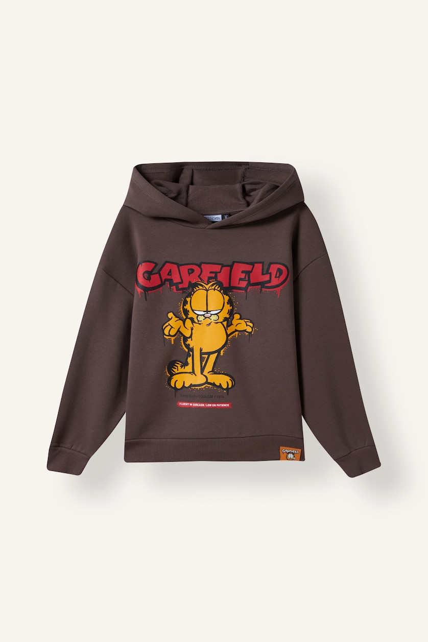 Erkek Çocuk - Genç Erkek Kahve Garfield Baskılı Sweatshirt Erkek Çocuk