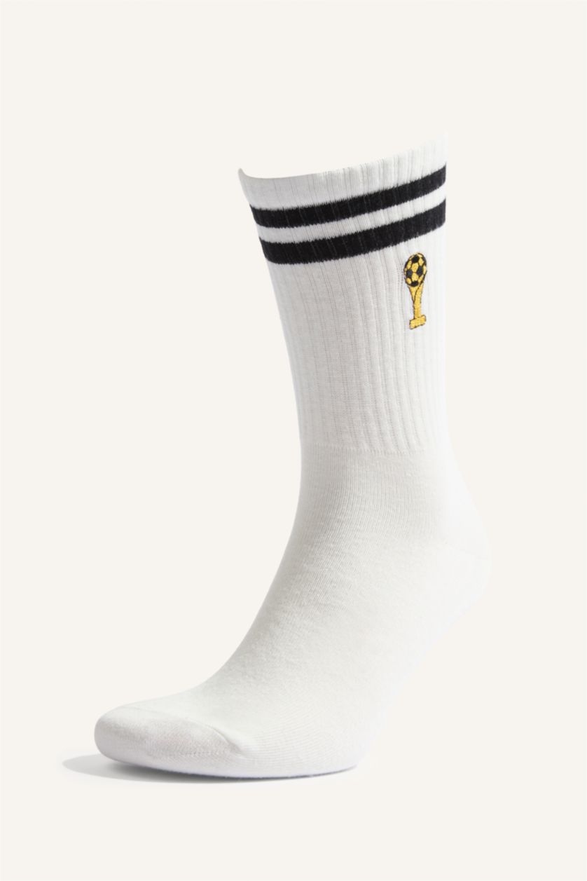 Men White Cotton Long sock