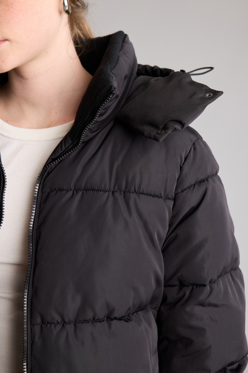 WOMAN Black Regular Fit Hooded Zip-Up Parka