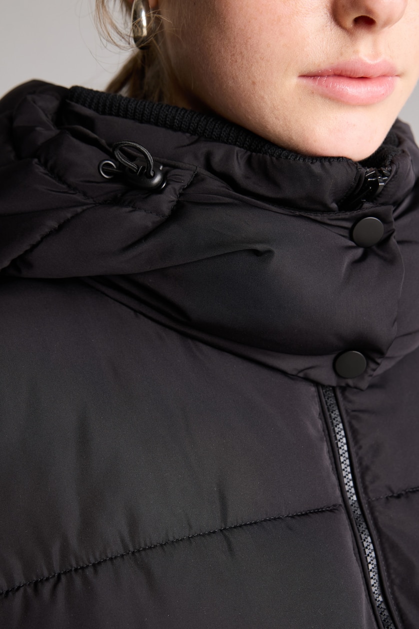 WOMAN Black Regular Fit Hooded Zip-Up Parka