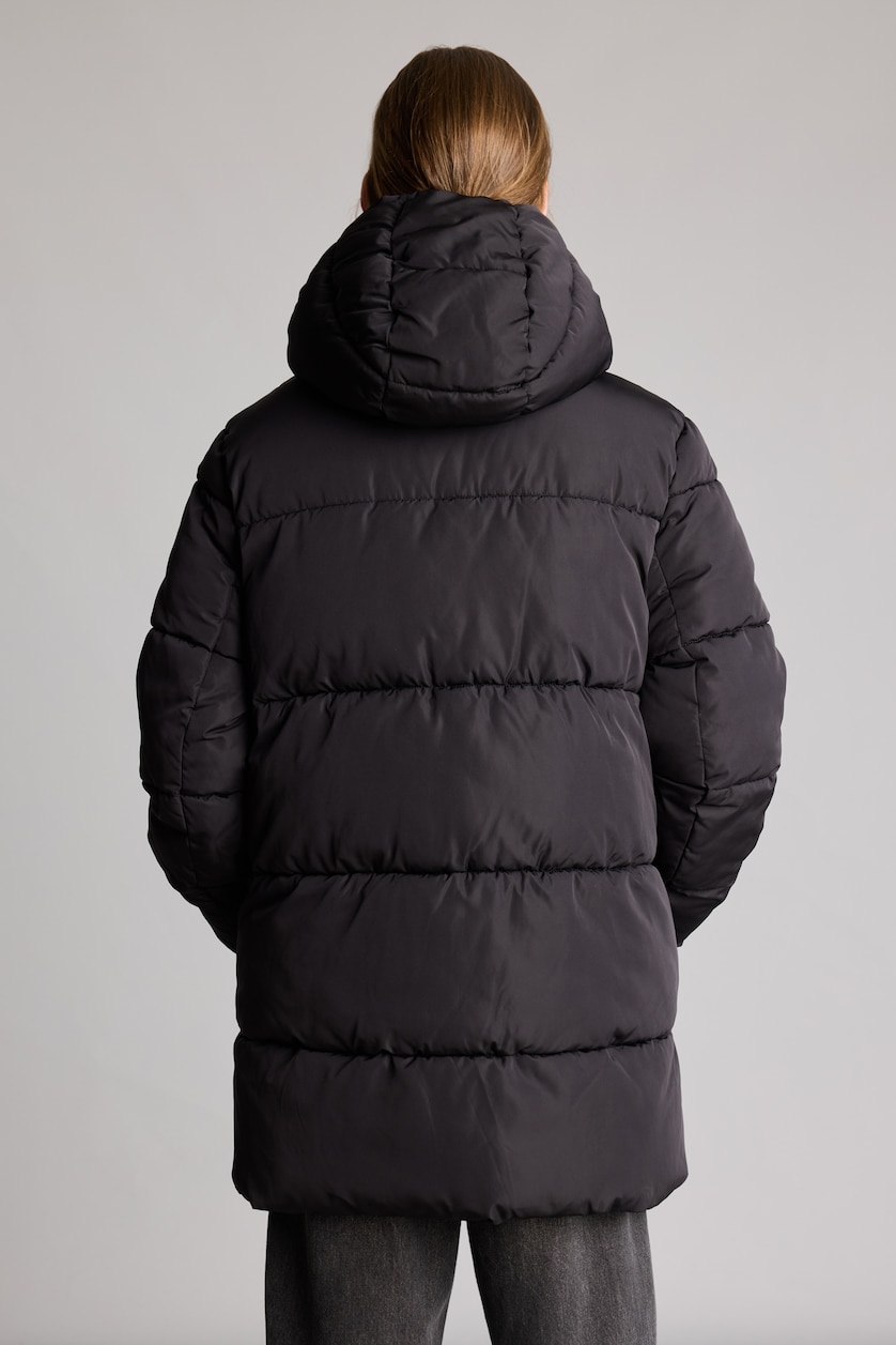 WOMAN Black Regular Fit Hooded Zip-Up Parka
