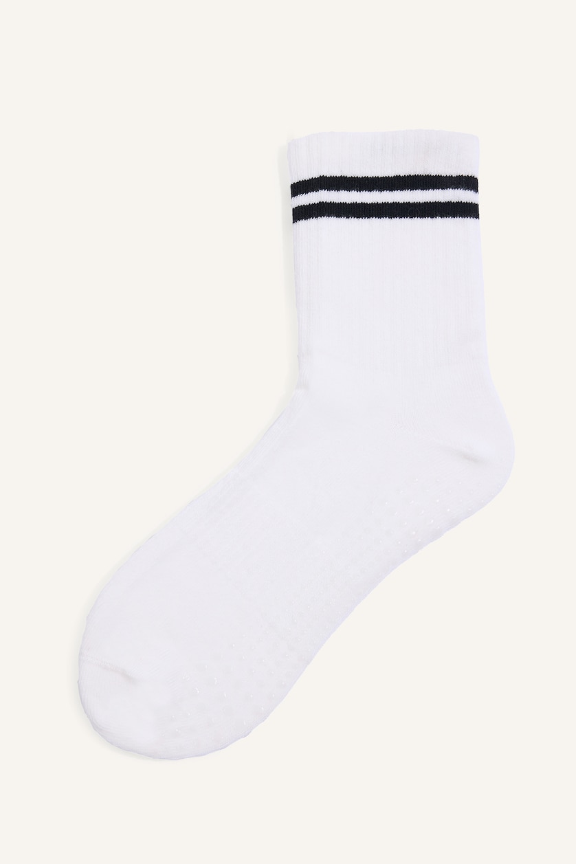 Women White Cotton Pilates Socks