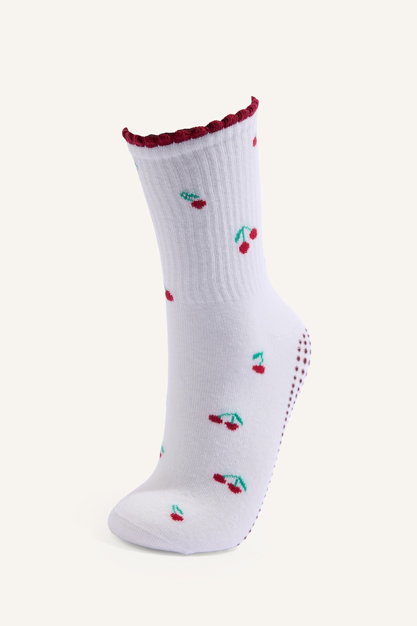 Women White Cotton Pilates Socks