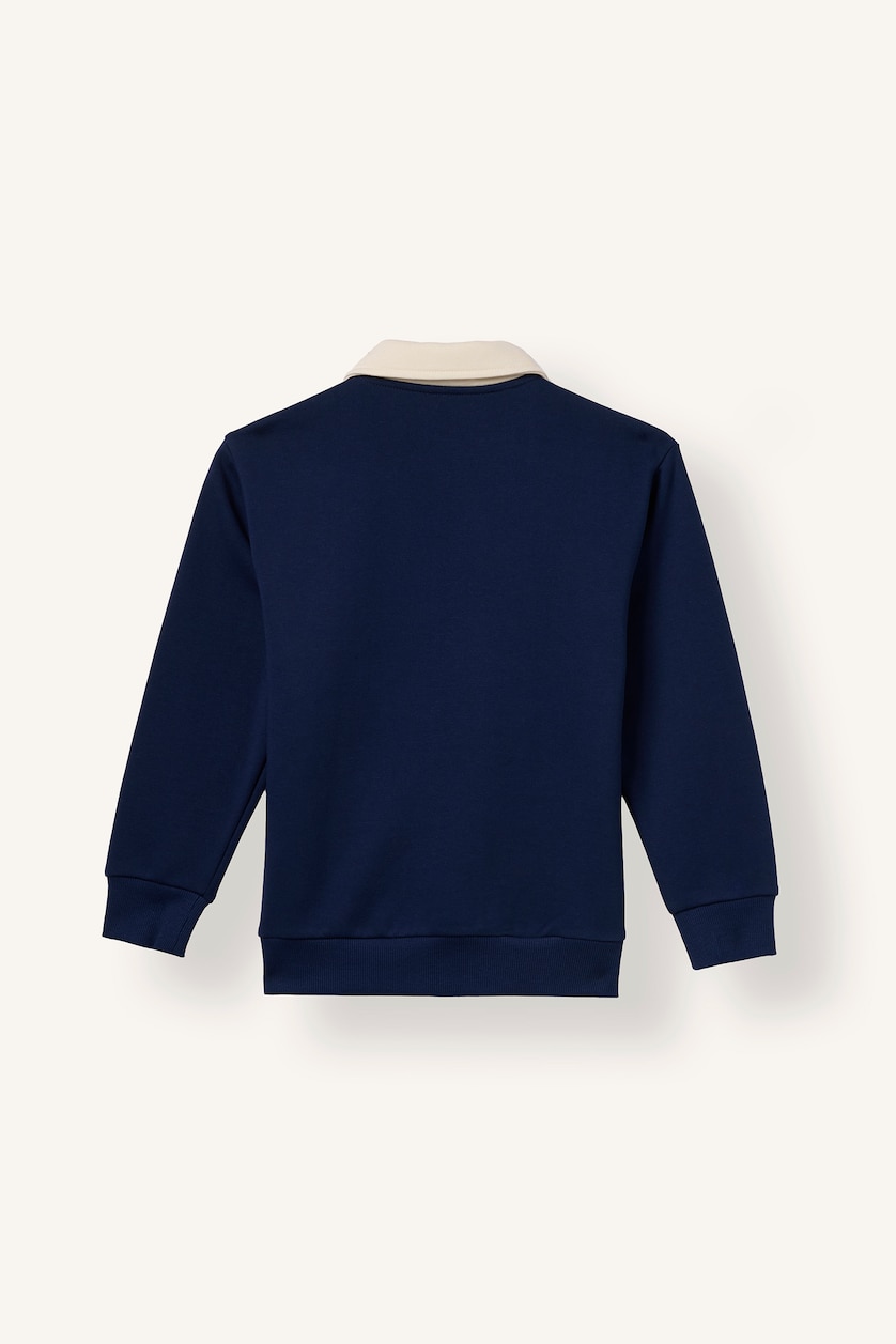 Erkek Çocuk - Genç Erkek Lacivert Oversize Çizgili Uzun Kollu Sweatshirt Erkek Çocuk