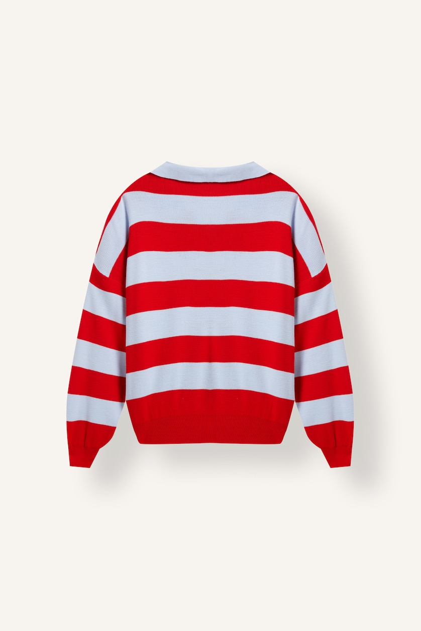 Woman Red Oversize Fit Red Polo Neck Sweater