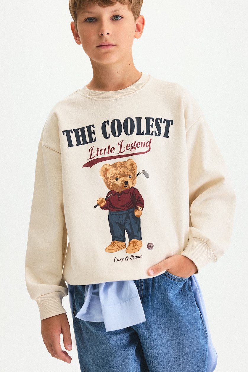 Young Boys - Teen Boys Stone Boy Oversize Teddy Bear Print Sweatshirt