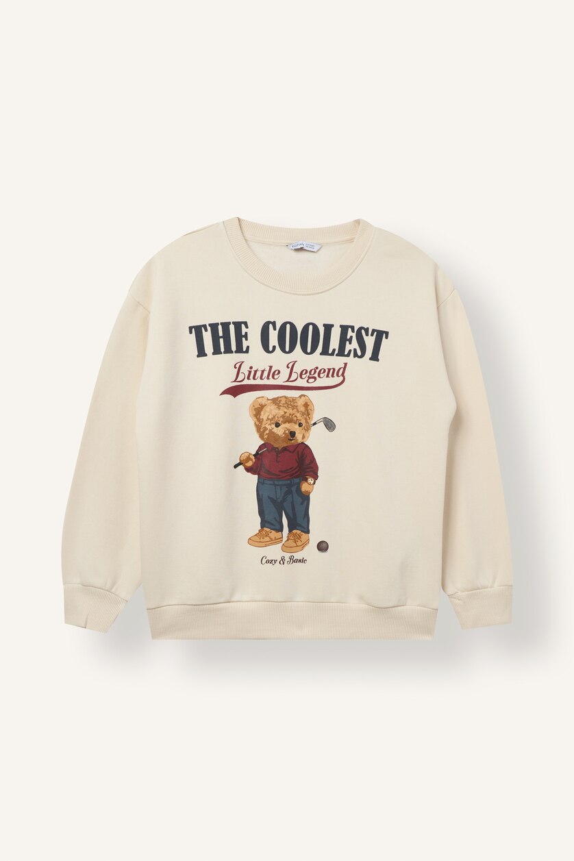Young Boys - Teen Boys Stone Boy Oversize Teddy Bear Print Sweatshirt
