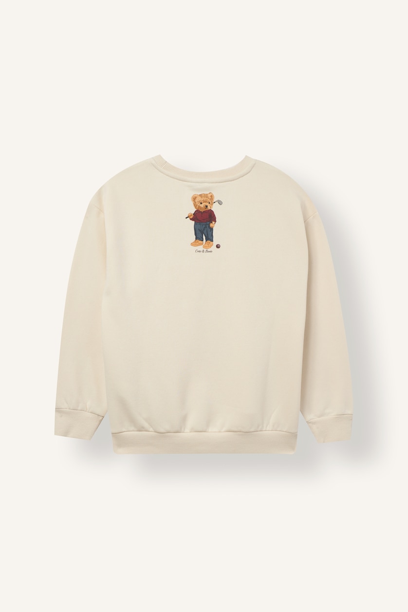 BOYS & TEENS Stone Boy Oversize Fit Printed Teddy Bear Motif Crew Neck Long Sleeve Sweatshirt