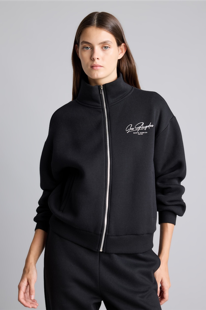 Women Black Regular Fit Thick Sweatshirt Fabric Cardigan