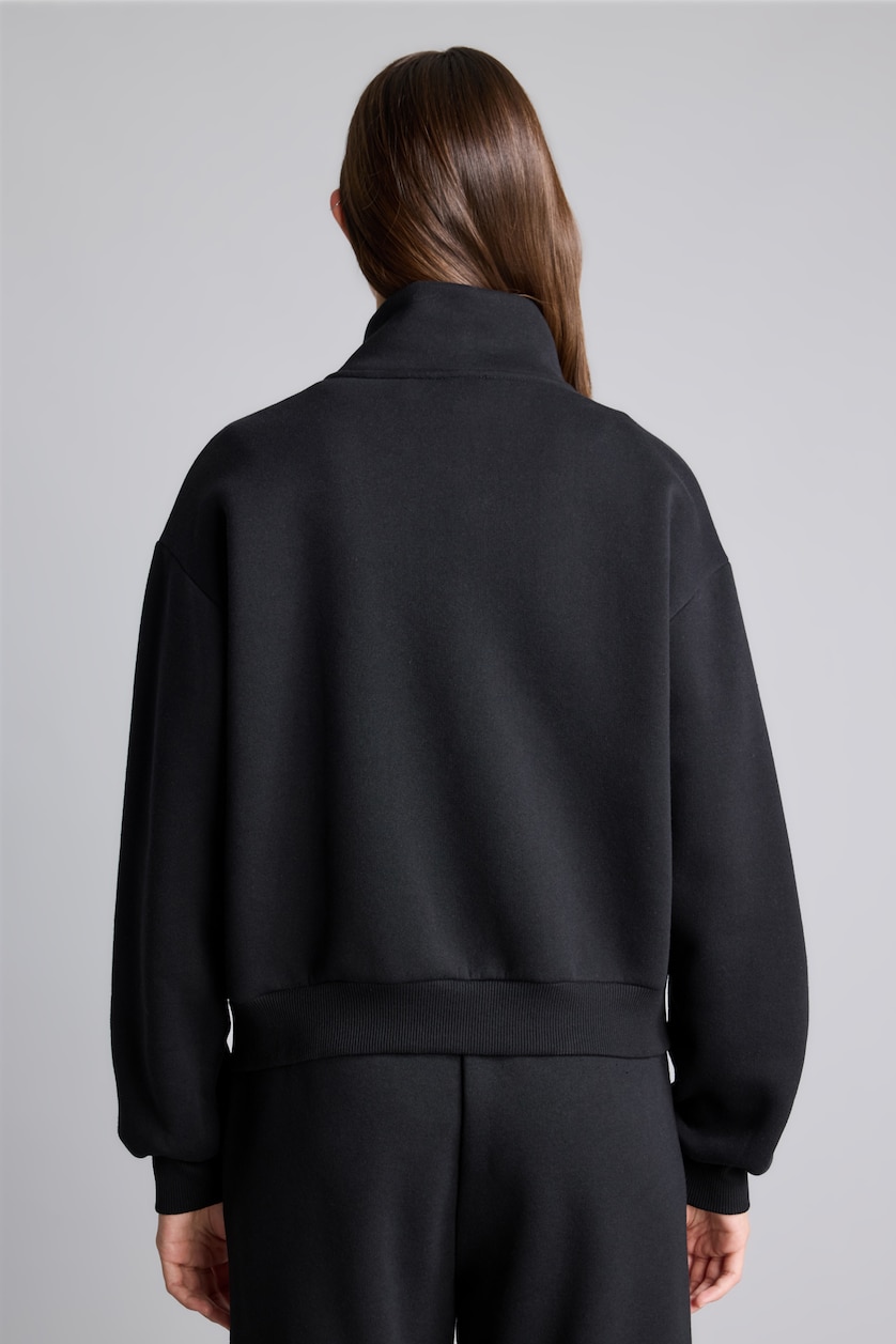 Women Black Regular Fit Thick Sweatshirt Fabric Cardigan