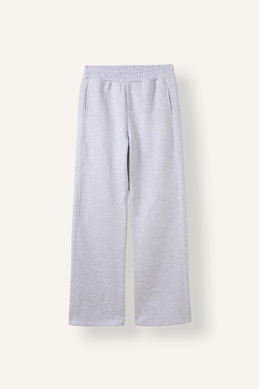نساء ميلانج رمادي Elastic Waist Straight Fit Thick Fabric Sweatpants