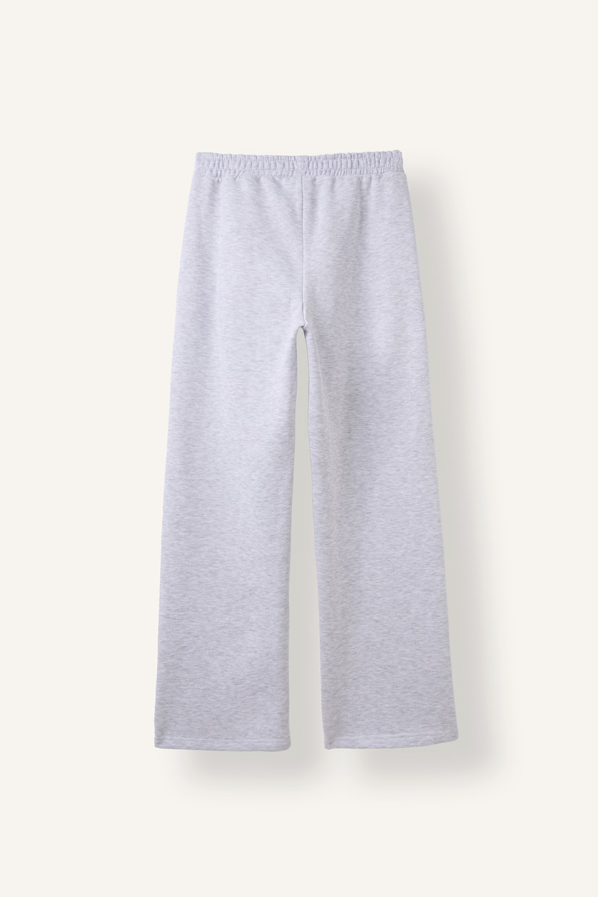 نساء ميلانج رمادي Elastic Waist Straight Fit Thick Fabric Sweatpants
