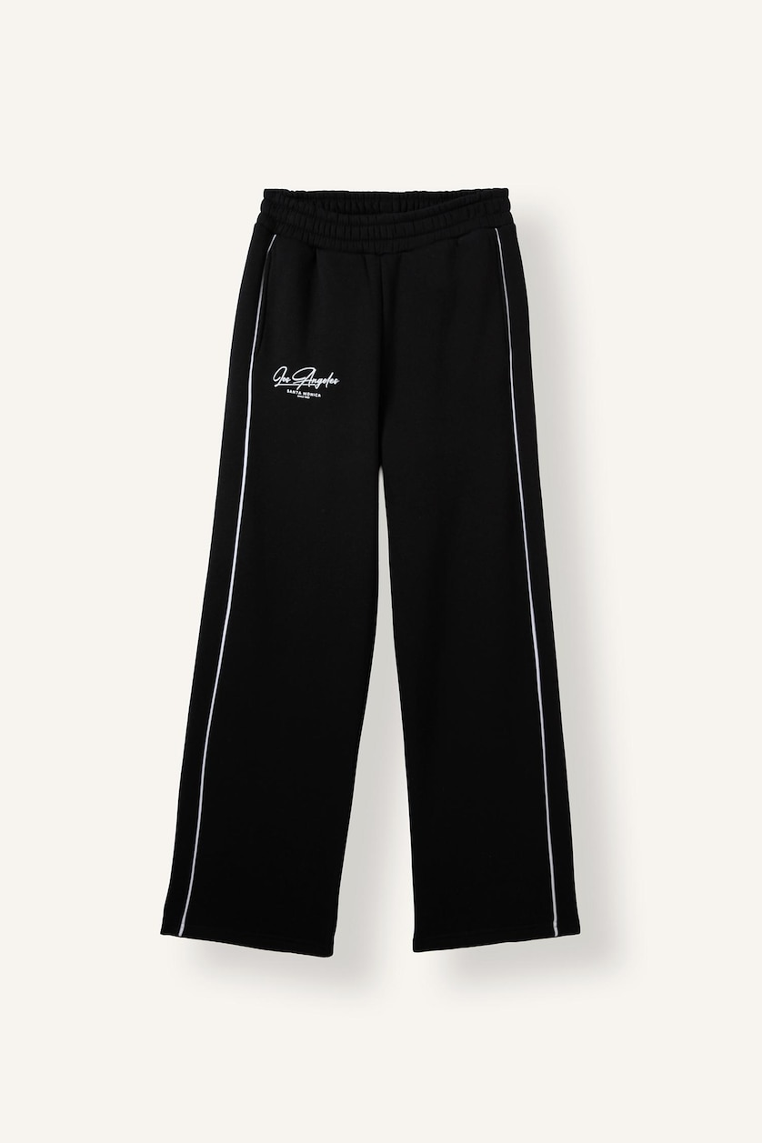 Women Black Straight Fit Thick Sweatshirt Fabric Trousers