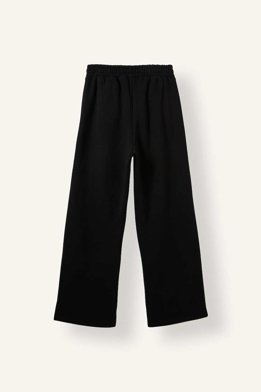 Women Black Straight Fit Thick Sweatshirt Fabric Trousers