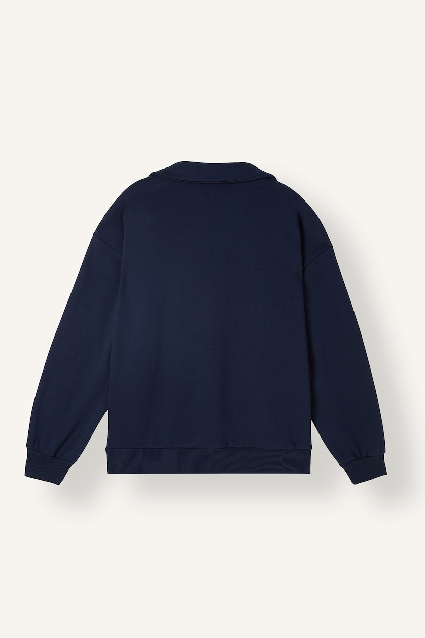 Kadın Lacivert Relax Fıt Kalın Sweatshirt Kumaşı Sweatshirt