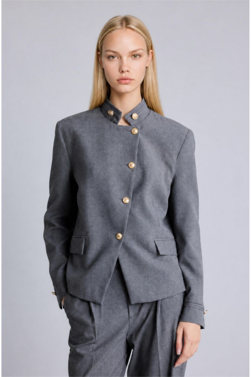 Women Anthracite Regular Fit Blazer