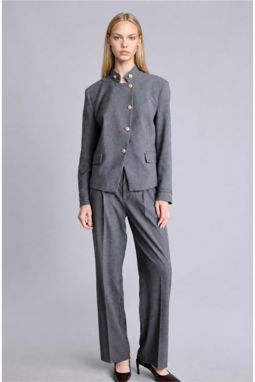 Women Anthracite Regular Fit Blazer