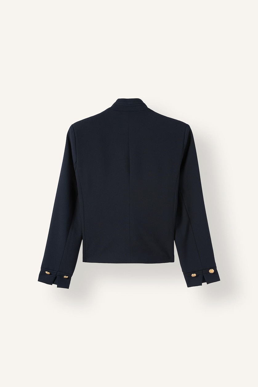 WOMAN NAVY Regular Fit Stand Collar Blazer