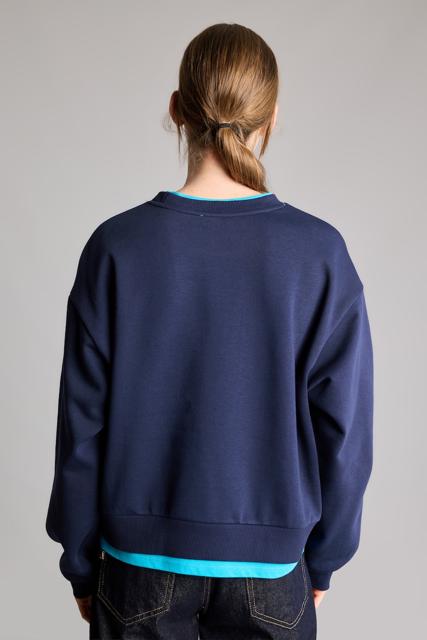 Kadın Lacivert Relaxed Fit Baskılı Sweatshirt