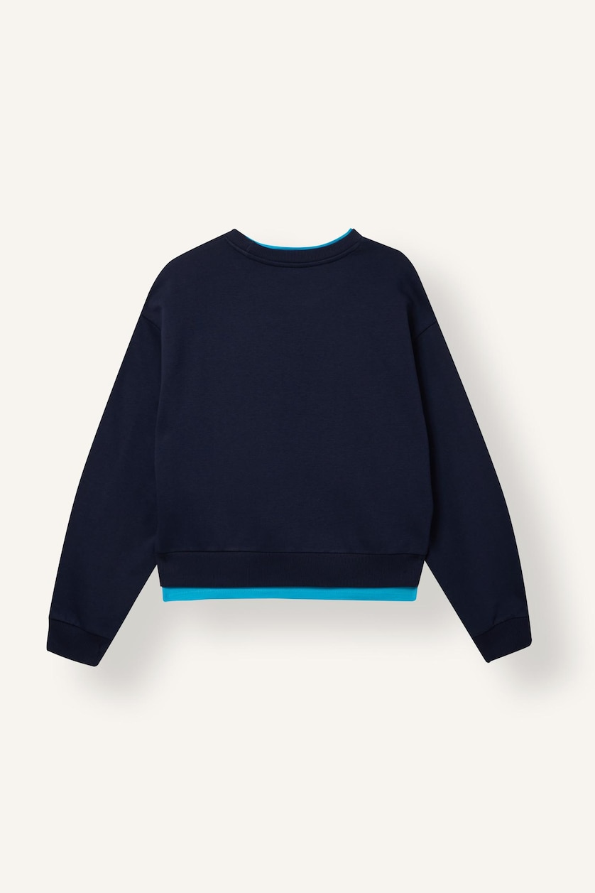 Kadın Lacivert Relaxed Fit Baskılı Sweatshirt