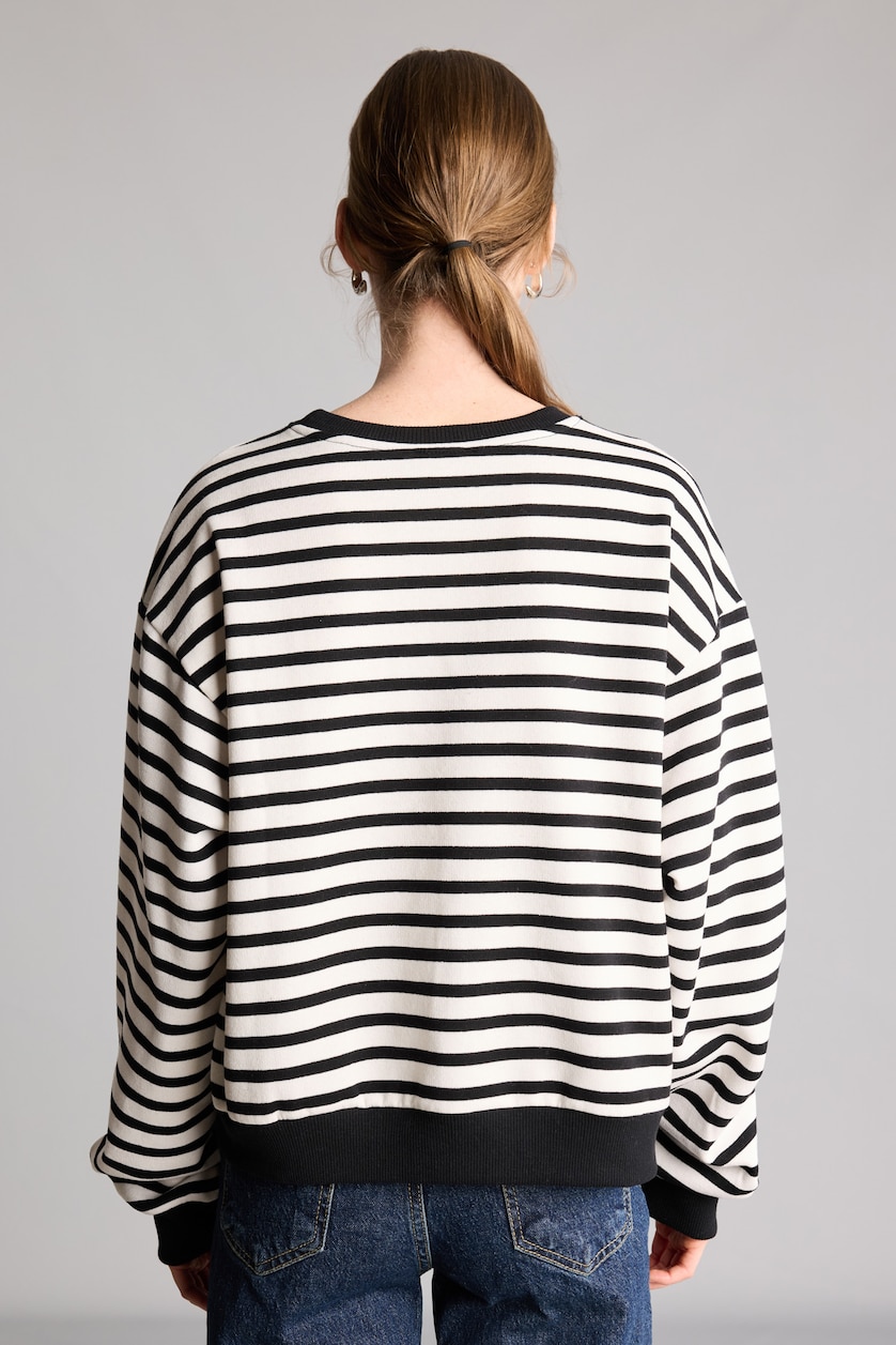 Women Black Relax Fit Thick Sweatshirt Fabric Sweatshirt