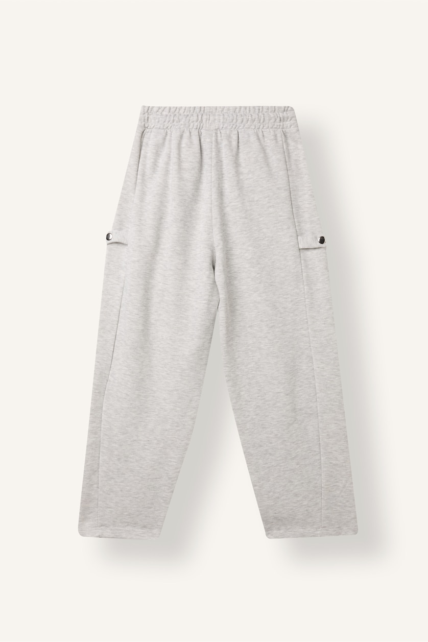 Girls & Teens Light Grey Melange Girl Cotton Loose Fit Sweatpants