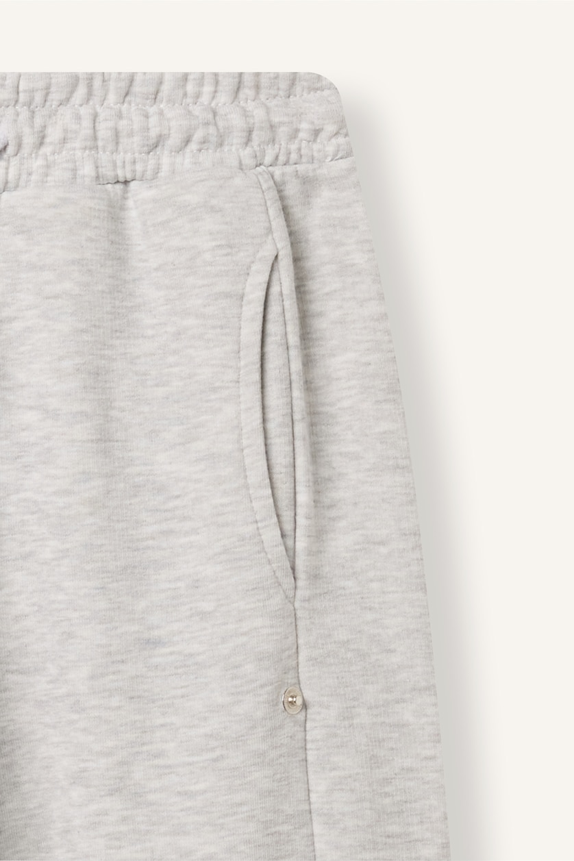 Girls & Teens Light Grey Melange Girl Cotton Loose Fit Sweatpants