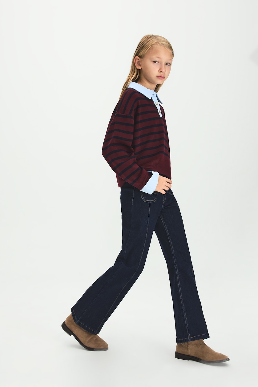 Қыздар Және Жасөспірімдер қою көк Flare Fit джинс