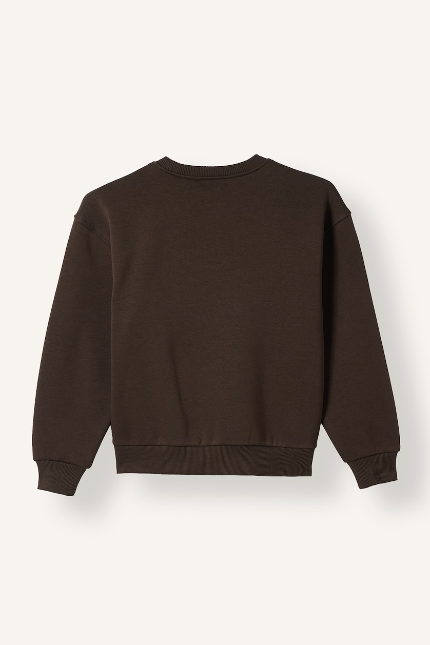 Young Girls - Teen Girls Brown Relax Fit Slogan Crew Neck Sweatshirt