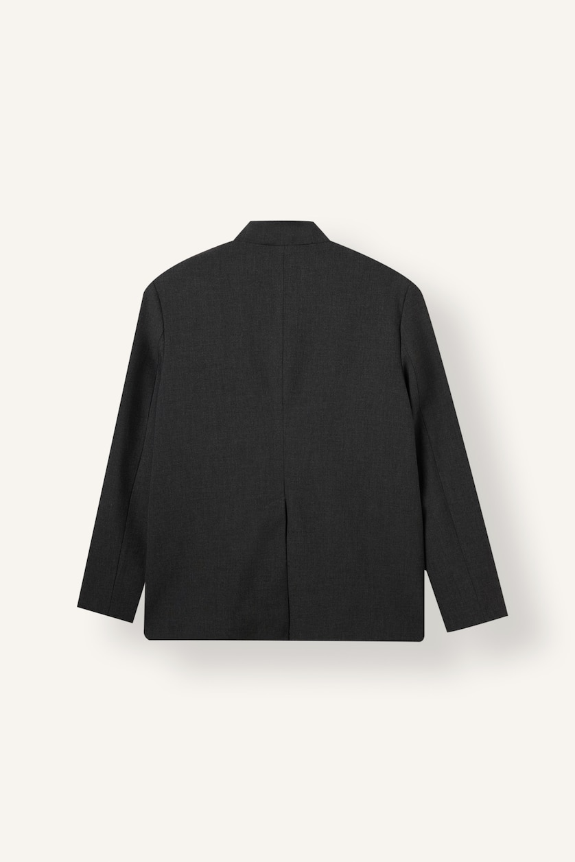 Kadın Antrasit Regular Fit Dik Yaka Pamuklu Blazer
