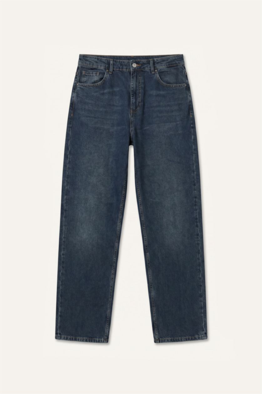 Erkek Koyu Mavi Baggy Fit Pantolon