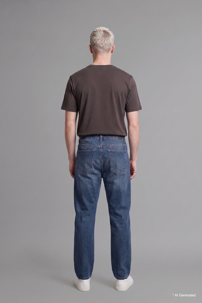 Erkek Koyu Mavi %100 Pamuk Baggy Fit Pantolon