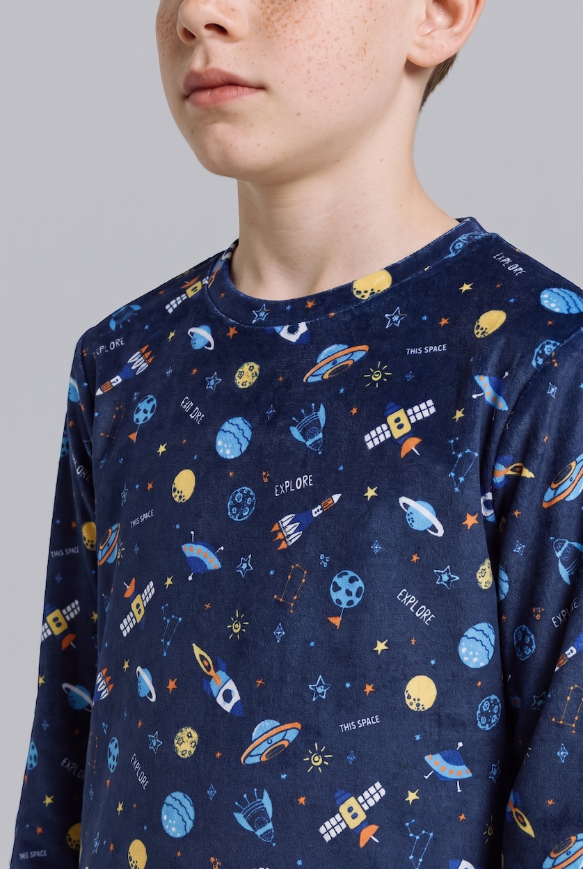 Young Boys - Teen Boys NAVY 2 piece Regular Fit Knitted Pyjamas