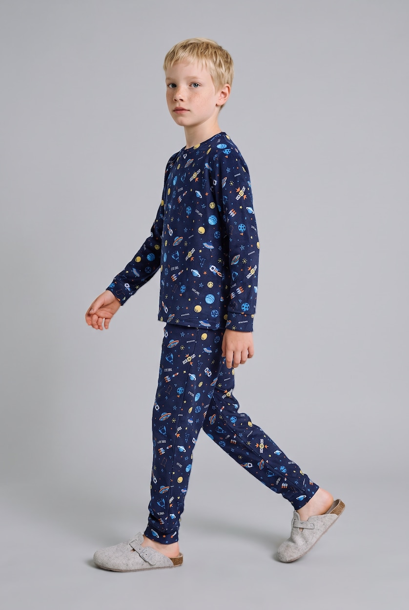 Young Boys - Teen Boys NAVY 2 piece Regular Fit Knitted Pyjamas