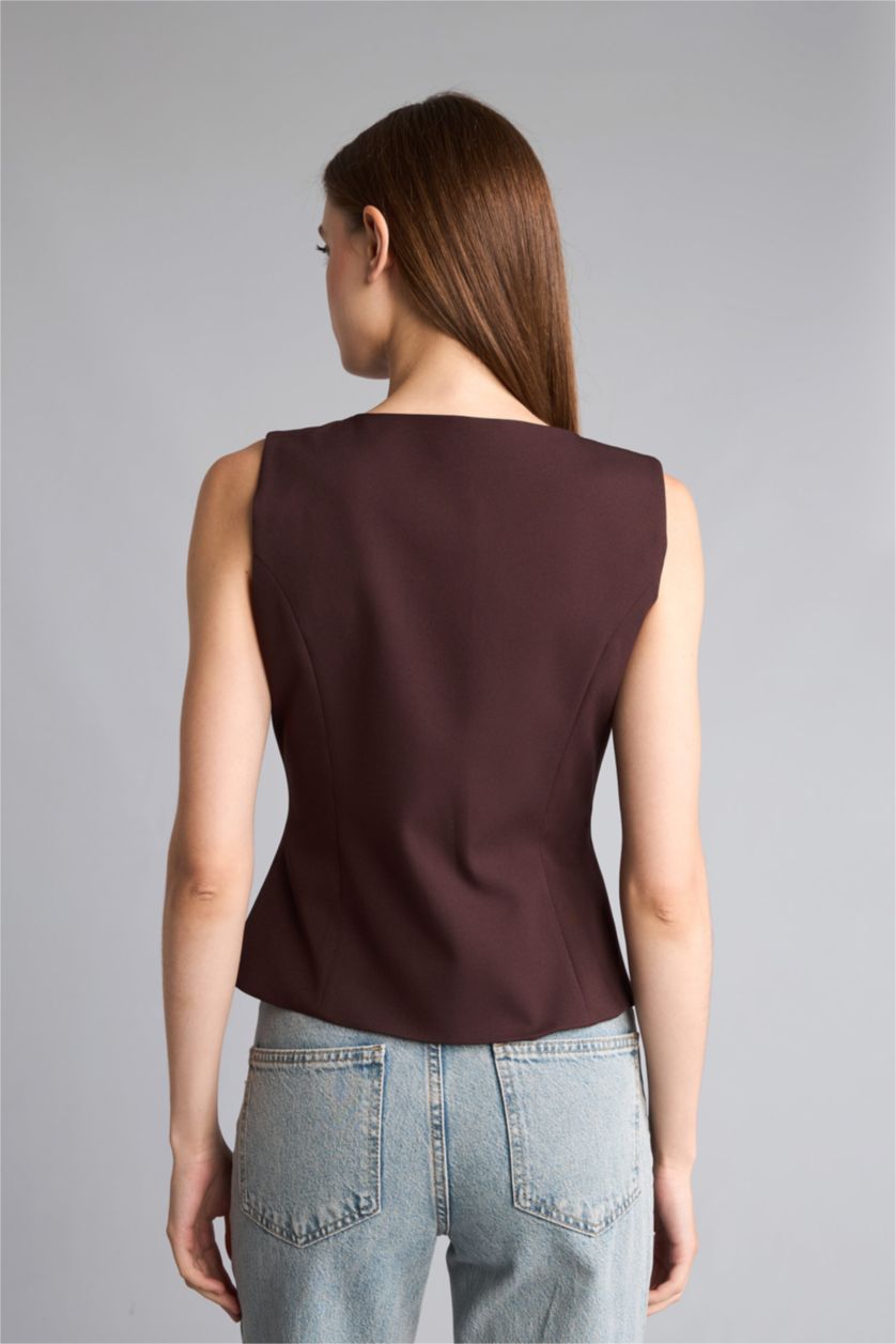 Women Brown Slim Fit Boat Collar